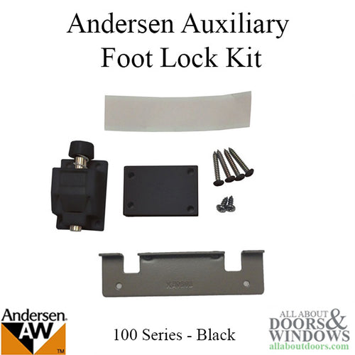 Andersen auxiliary foot bolt lock kit, 100 series sliding door - Black - Andersen auxiliary foot bolt lock kit, 100 series sliding door - Black