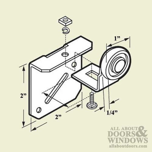 Wardrobe Door Roller Assembly with 1 Inch Nylon Wheel for Back Panel - Wardrobe Door Roller Assembly with 1 Inch Nylon Wheel for Back Panel