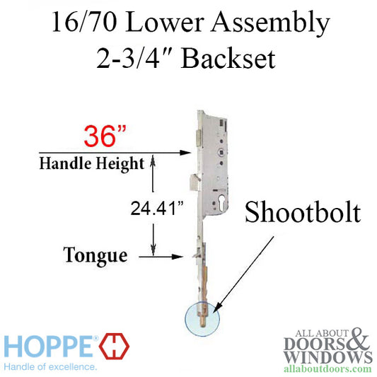 16mm Manual 70/92 Gear, Shootbolt-Tongue @ 24.41", 1" D/B