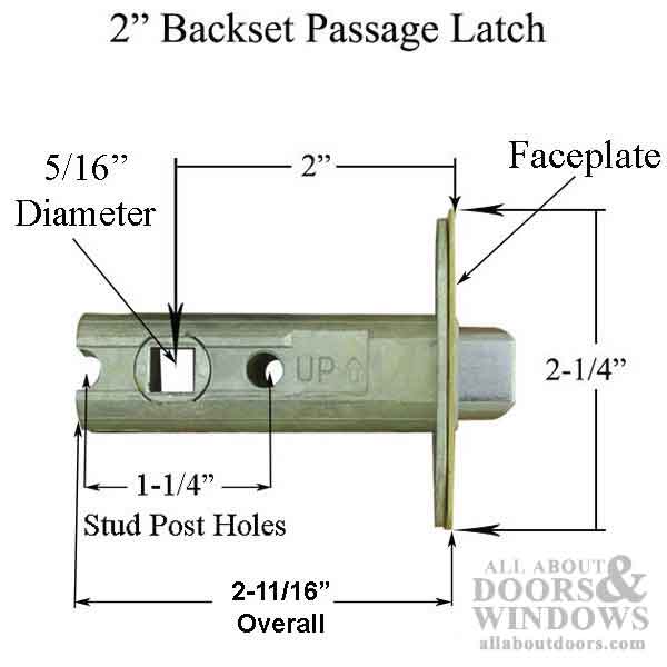 2 inch Backset Spring Latch, Square Face - Brushed Stainless Steel - 2 inch Backset Spring Latch, Square Face - Brushed Stainless Steel