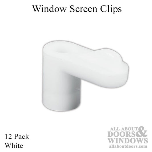 Window Screen Clips, Plastic, 7/16” offset, White - 12 Pack