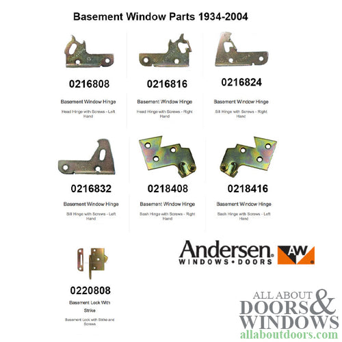 Sill Hinge - Left 7205-4, Andersen Basement/Utility Window - Sill Hinge - Left 7205-4, Andersen Basement/Utility Window