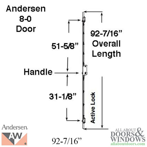 Andersen Multipoint Lock for A-Series Hinged Doors, 92-7/16