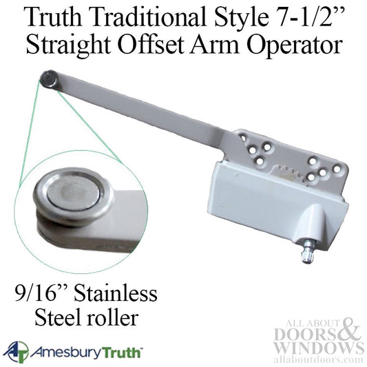 Truth Traditional 7-1/2" Straight Offset Arm, Metal Stainless Steel Roller, Left Hand