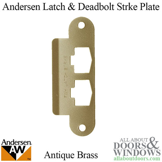 Andersen Latch & Deadbolt Strike Plate Cover, AS/SA Single Door - Antique Brass