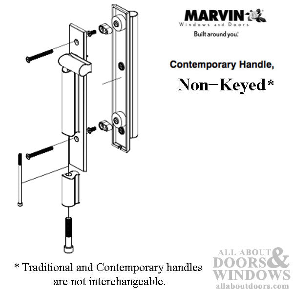 Marvin Contemporary Non-Keyed Handle, Ultimate Sliding French Door - Satin Nickel PVD - Marvin Contemporary Non-Keyed Handle, Ultimate Sliding French Door - Satin Nickel PVD