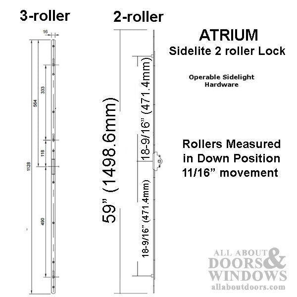 Atrium 2 roller venting sidelight hardware - 25mm Operable - Brass - Atrium 2 roller venting sidelight hardware - 25mm Operable - Brass