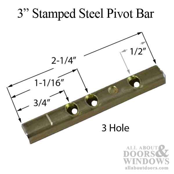 Tilt and Turn Window Pivot Bar, Stamped Steel, 2-1/4