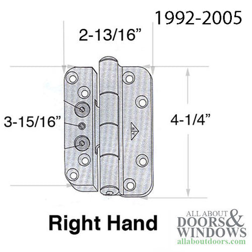 1 Hinge Kit,  1992-2005  Andersen FWH Right Hand Door - White - 1 Hinge Kit,  1992-2005  Andersen FWH Right Hand Door - White