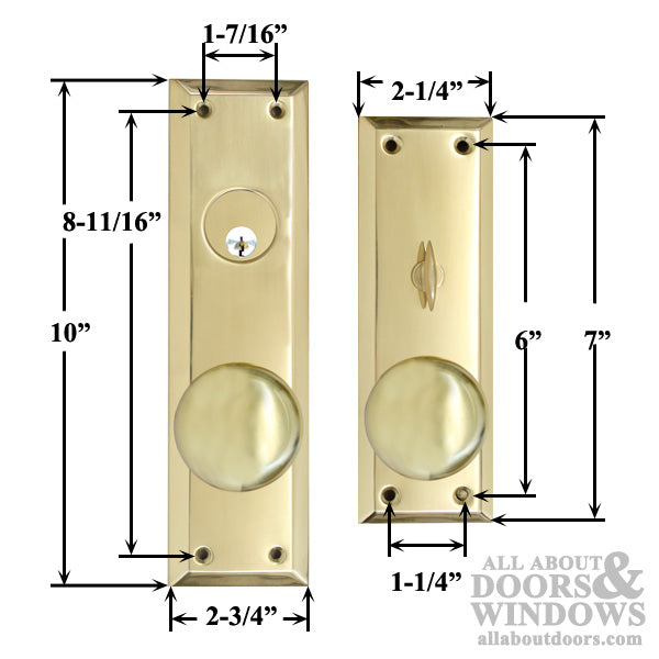 Marks Metro Mortise Entry Handle set, Left Hand shown - Polished Brass - Marks Metro Mortise Entry Handle set, Left Hand shown - Polished Brass