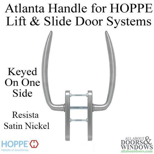 Atlanta Handle Set for Active Lift and Slide Door System, Keyed One Side, Resista Satin Nickel - Atlanta Handle Set for Active Lift and Slide Door System, Keyed One Side, Resista Satin Nickel