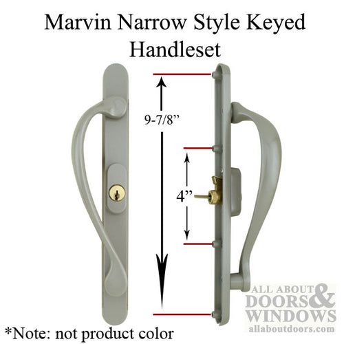 Marvin Active Keyed, Narrow Sliding Door Handle, Center Thumb - Antique Brass - Marvin Active Keyed, Narrow Sliding Door Handle, Center Thumb - Antique Brass