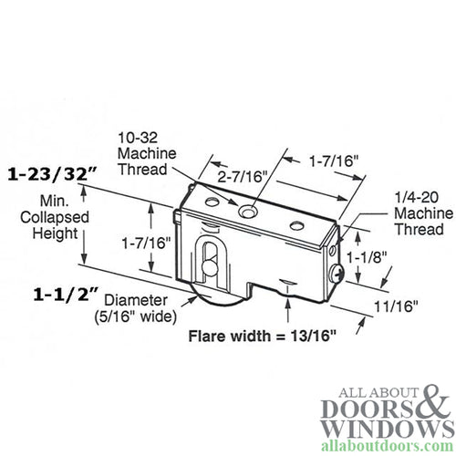 Door Roller For Sliding Doors With Steel Plain Back Housing and 1.5 Inch Steel Wheel - Door Roller For Sliding Doors With Steel Plain Back Housing and 1.5 Inch Steel Wheel