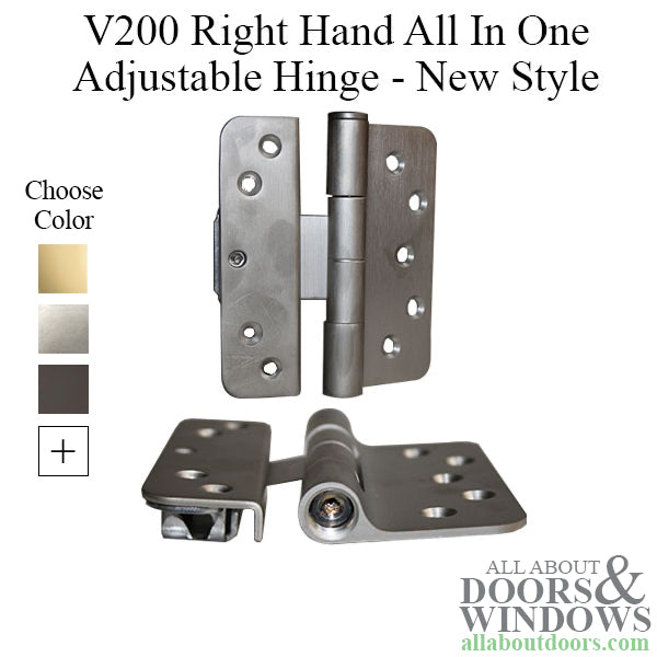 V200 Right Hand All In One Adjustable Hinge, New Style - Choose Finish - V200 Right Hand All In One Adjustable Hinge, New Style - Choose Finish