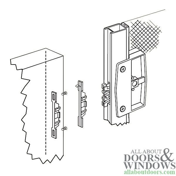 Discontinued - 3-1/4 Inch Adjustable Plastic Latch Strike for Sliding Screen Door - Black - Discontinued - 3-1/4 Inch Adjustable Plastic Latch Strike for Sliding Screen Door - Black