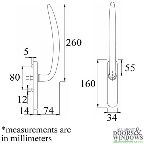 Atlanta Handleset for Active Lift and Slide Door System, Keyed Both Sides - Resista Satin Nickel - Atlanta Handleset for Active Lift and Slide Door System, Keyed Both Sides - Resista Satin Nickel