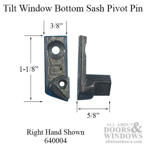 Tilt Window Pivot Pin, Bottom Sash, Zinc Diecast - Right Hand - Tilt Window Pivot Pin, Bottom Sash, Zinc Diecast - Right Hand