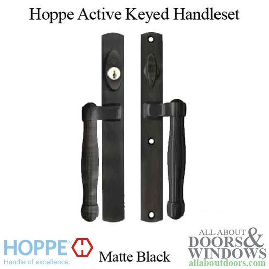 Hoppe HLS 9000 Sliding Door Handle Set M574/2165N Active Keyed Matte Black