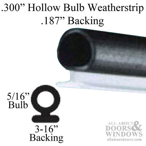 Hollow .300 Bulb Weatherstrip - Black - Hollow .300 Bulb Weatherstrip - Black