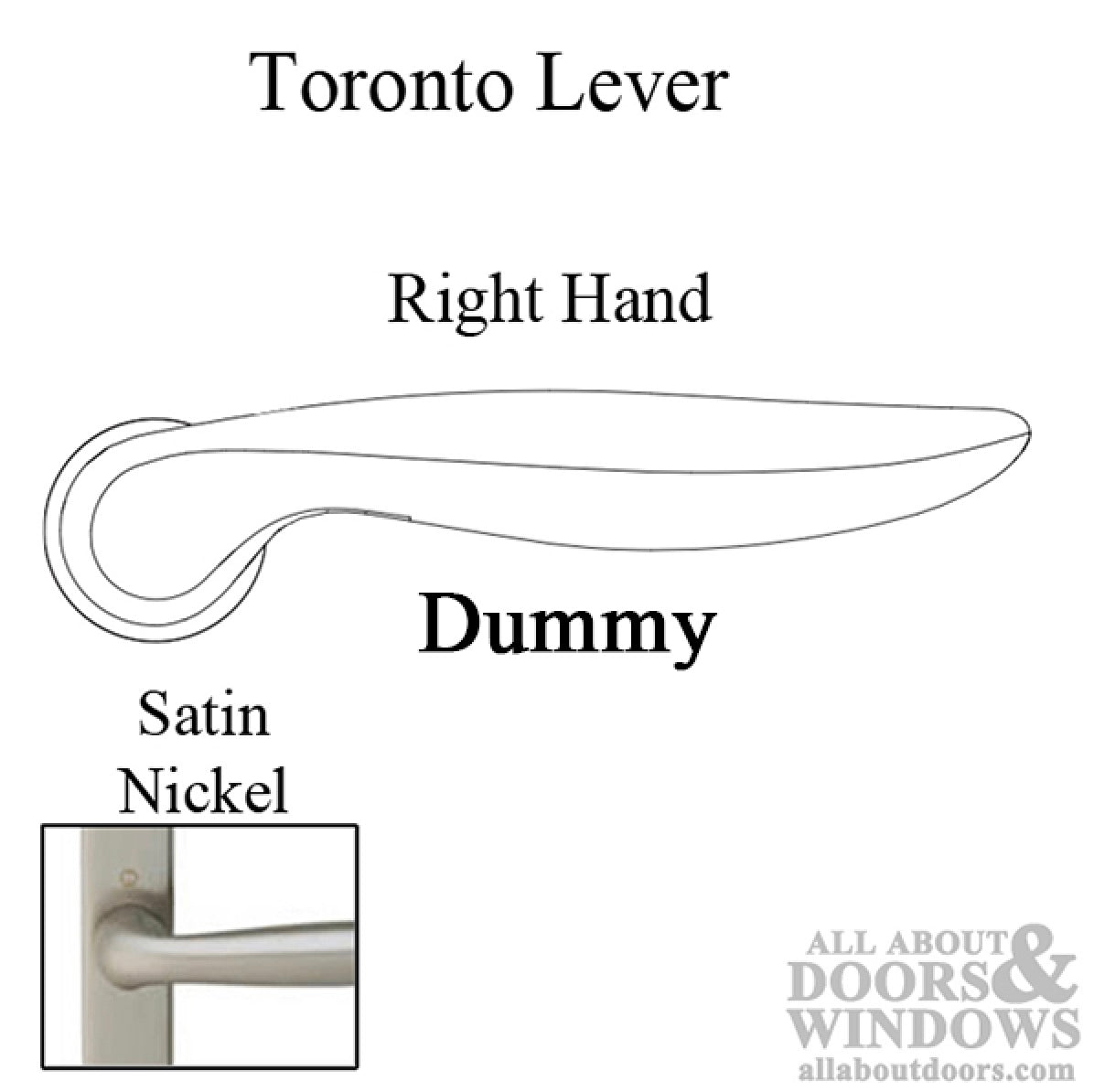 Hoppe Toronto Dummy Lever with Square base and Hole, Right Hand - Satin Nickel - Hoppe Toronto Dummy Lever with Square base and Hole, Right Hand - Satin Nickel