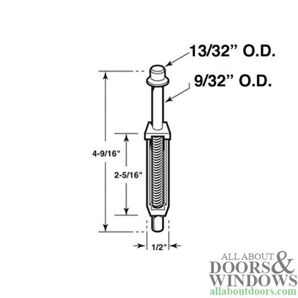 Pivot Rod, 9/32 inch, Top,  Metal bi-fold Door - Pivot Rod, 9/32 inch, Top,  Metal bi-fold Door