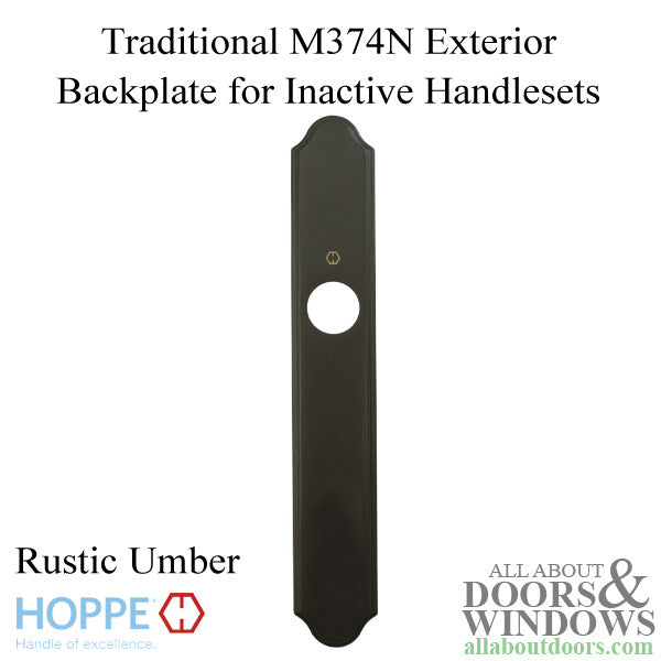 HOPPE Traditional Exterior Backplate M374N for Inactive Handlesets - Rustic Umber - HOPPE Traditional Exterior Backplate M374N for Inactive Handlesets - Rustic Umber