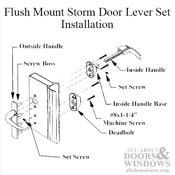 4 Post Flush Mount Storm Door Lever Set for 1 Inch Door - 4 Post Flush Mount Storm Door Lever Set for 1 Inch Door