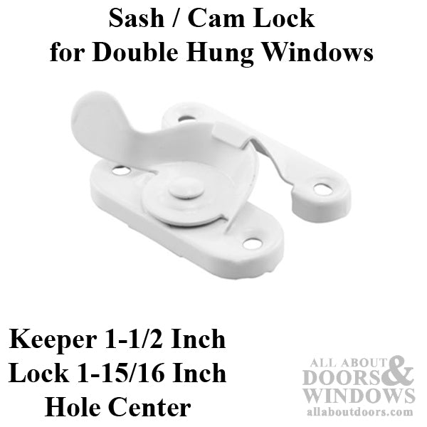 Sash / Cam Lock - Wood Sash Hardware, Stamped Steel - White - Sash / Cam Lock - Wood Sash Hardware, Stamped Steel - White