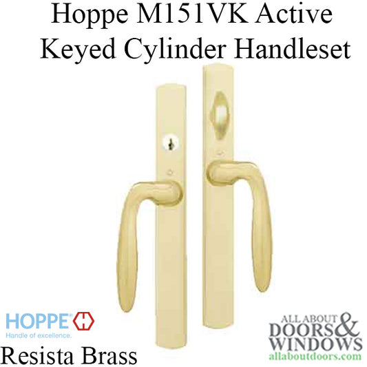 HOPPE HLS 9000 Sliding Door Handle Set Verona Lever Active Keyed Resista Brass