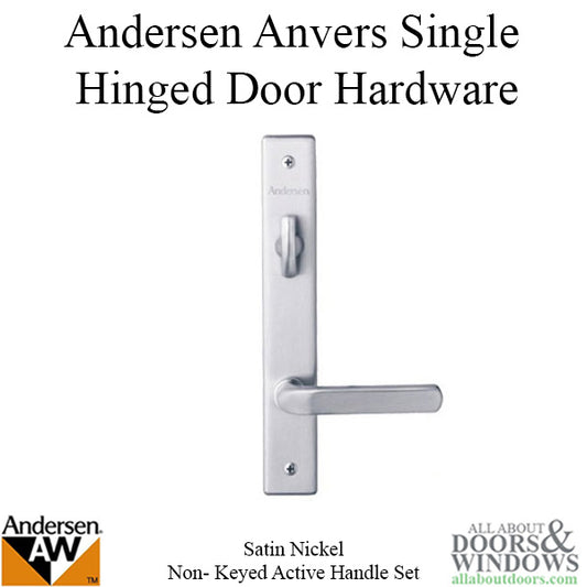 Hardware Kit, Single Door, Anvers, Active Door - Satin Nickel