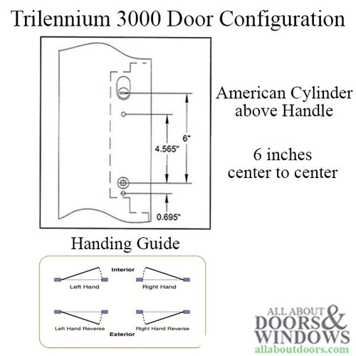 Trilennium 3000 Series Multipoint Lock for 8 Foot Doors Left Hand Inswing - Trilennium 3000 Series Multipoint Lock for 8 Foot Doors Left Hand Inswing