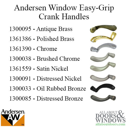 Andersen Window E-Z Casement Crank Handle - Estate Style - Distressed Bronze - Andersen Window E-Z Casement Crank Handle - Estate Style - Distressed Bronze