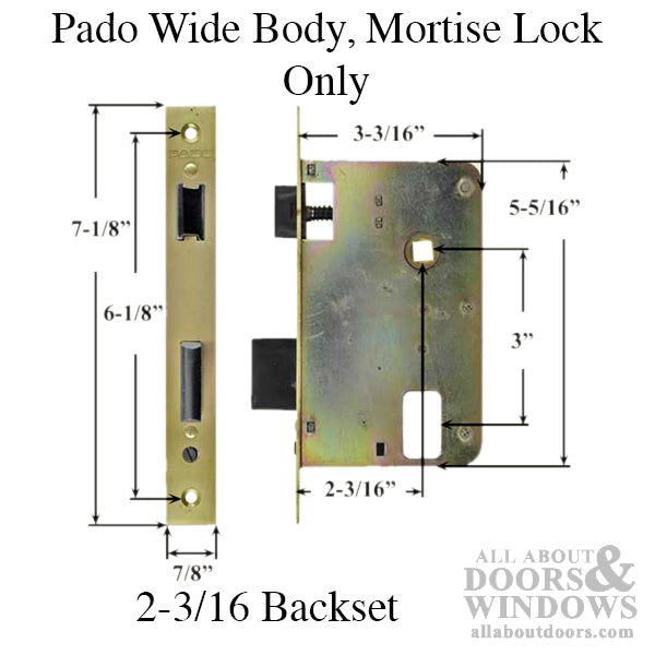 Pado Wide Body Mortise Lock Only - Pado Wide Body Mortise Lock Only