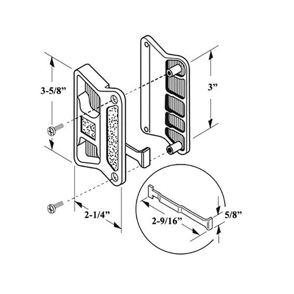 Non-Handed Latch & Pull for Sliding Screen Door - White - Non-Handed Latch & Pull for Sliding Screen Door - White