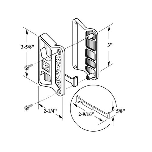 Non-Handed Latch & Pull for Sliding Screen Door - White - Non-Handed Latch & Pull for Sliding Screen Door - White