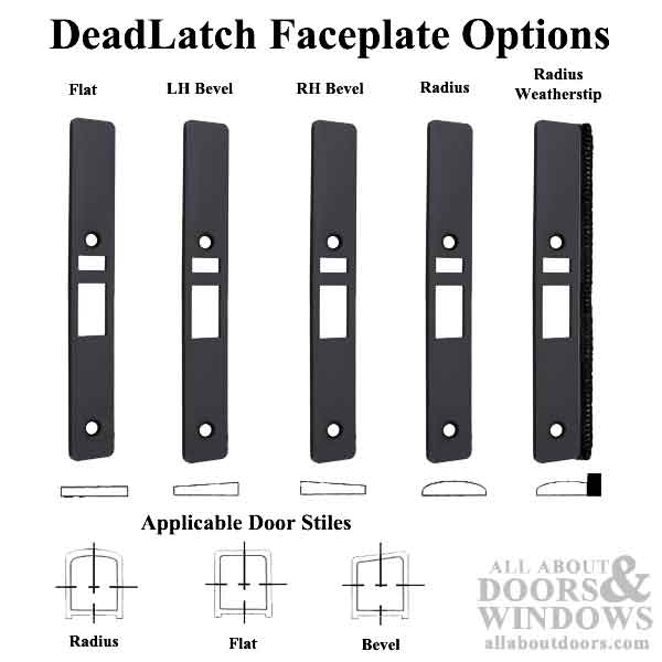 Deadlatch Faceplate with Weatherstrip, Radius, Choose Color - Deadlatch Faceplate with Weatherstrip, Radius, Choose Color