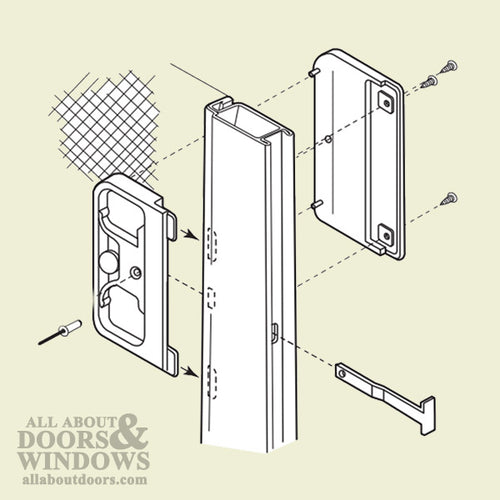 Marvin Sliding Screen Door Latch and Pull Handle Set, Black Finish - Marvin Sliding Screen Door Latch and Pull Handle Set, Black Finish