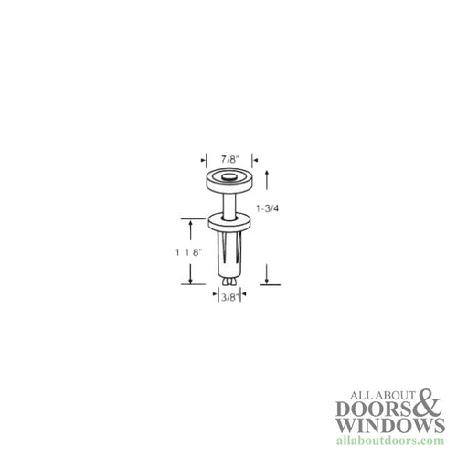 Plunger Pin with 7/8 Inch Diameter Nylon Wheel - Plunger Pin with 7/8 Inch Diameter Nylon Wheel