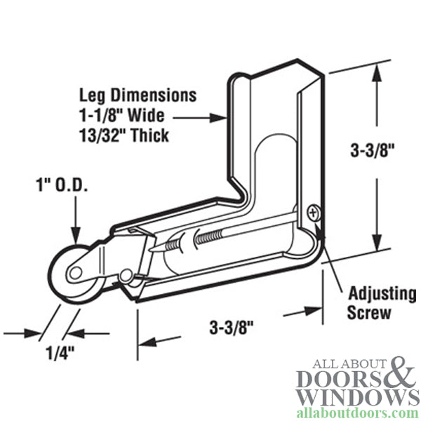 Corner Insert Roller Assembly with 1 Inch Nylon Wheel for Sliding Screen Door - Corner Insert Roller Assembly with 1 Inch Nylon Wheel for Sliding Screen Door