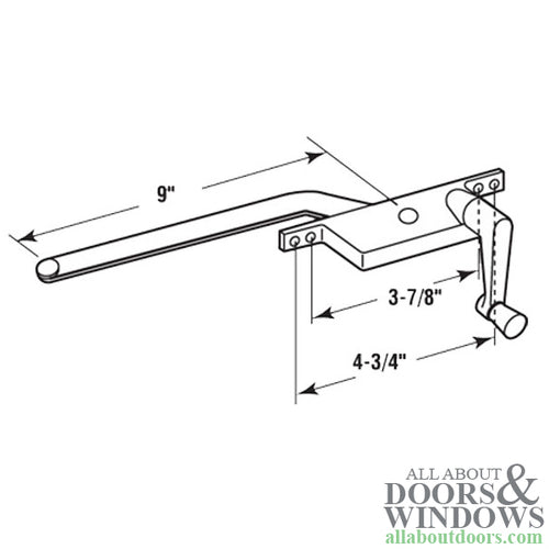 Casement Window Operator, 9'' arm, Right Hand, Square Body, Steel Casement - Choose Color - Casement Window Operator, 9'' arm, Right Hand, Square Body, Steel Casement - Choose Color