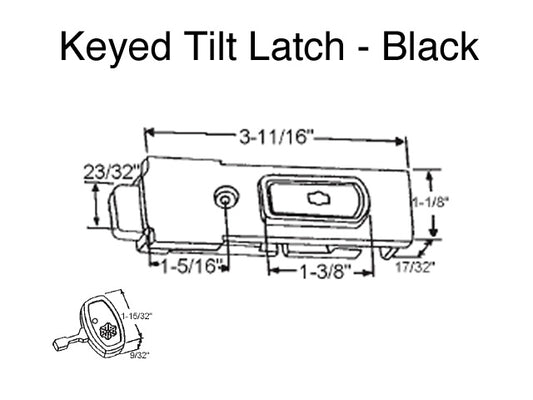 Amacor Keyed Tilt Latch Assembly - Pairs - Black