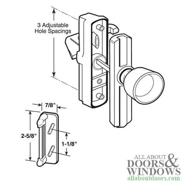 Storm Door Tulip Style Knob Latch with Universal Adjustable Holes - Storm Door Tulip Style Knob Latch with Universal Adjustable Holes