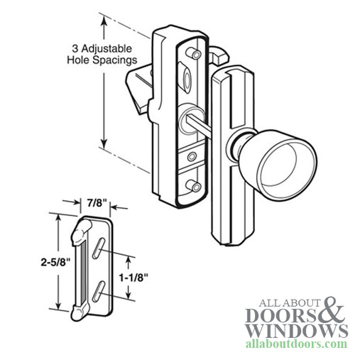 Storm Door Tulip Style Knob Latch with Universal Adjustable Holes - Storm Door Tulip Style Knob Latch with Universal Adjustable Holes