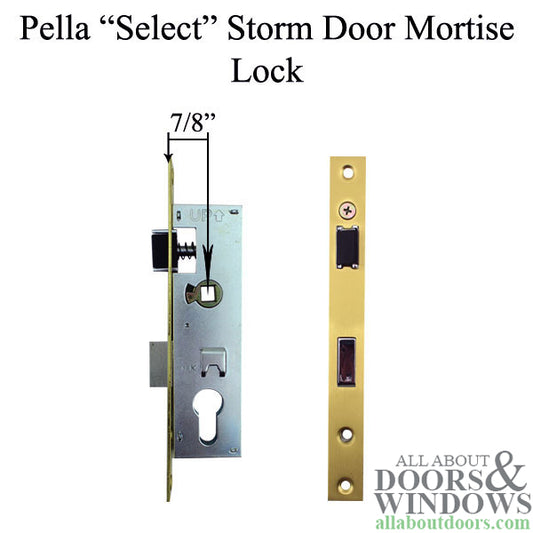 Pella Select Storm Door Mortise Lock, 7/8" Backset - Brushed Brass