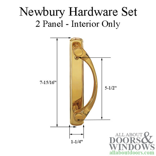 Andersen Newbury 2 Panel Gliding Door Hardware Set, INTERIOR ONLY - Bright Brass - Andersen Newbury 2 Panel Gliding Door Hardware Set, INTERIOR ONLY - Bright Brass