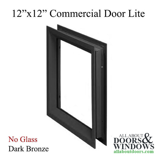 Commercial Door Light Frames, 12" x 12"  low profile metal, screw together- Dark Bronze