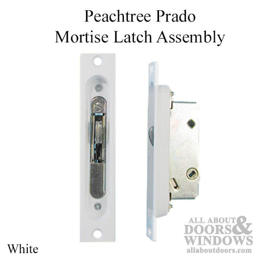 Mortise Latch Assembly With Recessed Faceplate; Peachtree Sliding Door - White