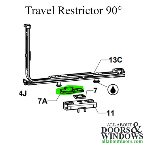 G-U Tilt Turn Window Travel Restrictor, 90° - G-U Tilt Turn Window Travel Restrictor, 90°