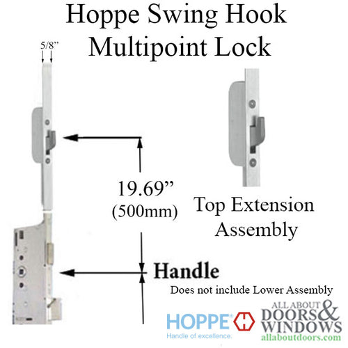 Hoppe Top Extension Doors 62.80-79.25” Swing Hook @ 19.69