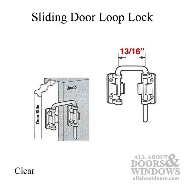 13/16 Inch Sliding Door Loop Lock - Nickel Plated - 13/16 Inch Sliding Door Loop Lock - Nickel Plated